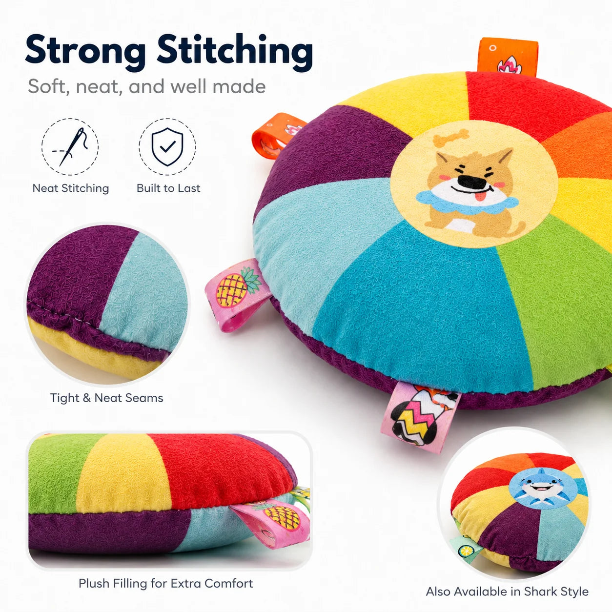 Squeaky plush flying disc dog toy for small dogs