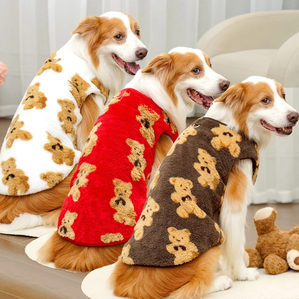 Fleece Dog Jacket with Leash Ring