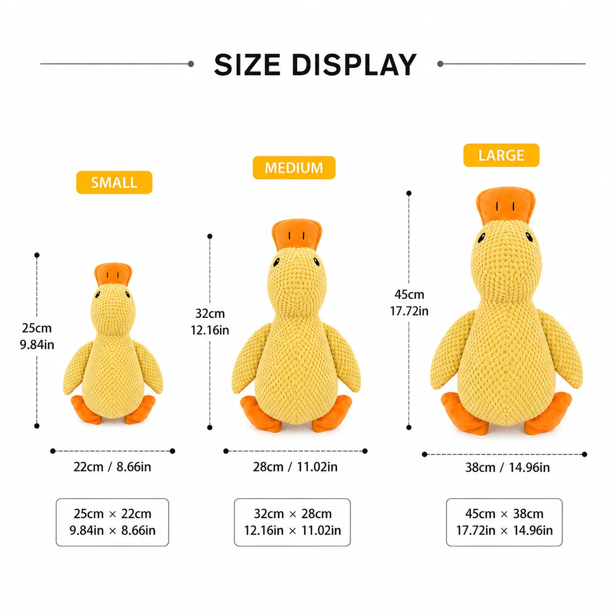 Squeaky duck plush dog toy with sound