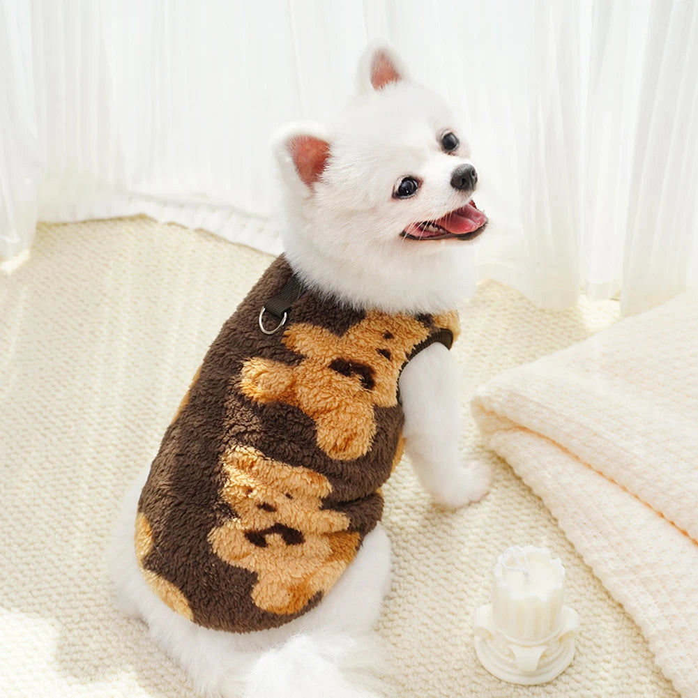 Fleece Dog Jacket with Leash Ring