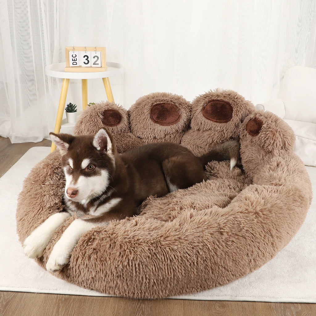 Paw-Shaped Dog Bed with Bolster