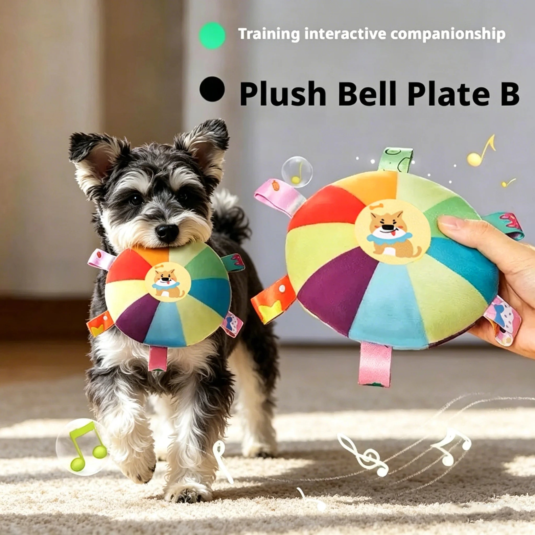 Squeaky plush flying disc dog toy for small dogs