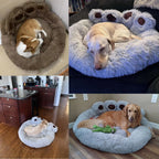 Paw-Shaped Dog Bed with Bolster