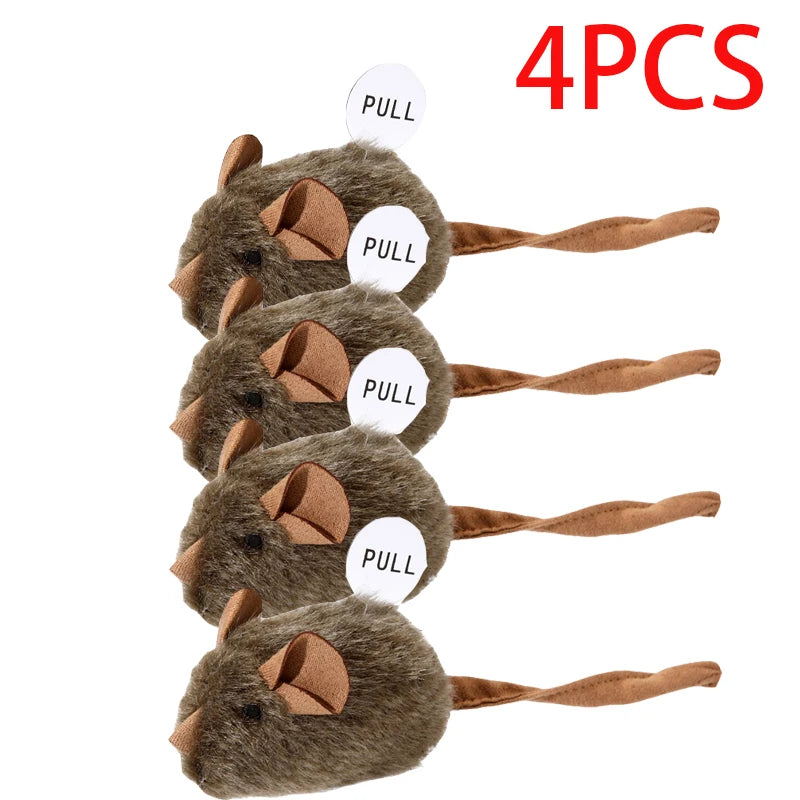 Plush mouse cat toy set for indoor play