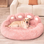 Paw-Shaped Dog Bed with Bolster