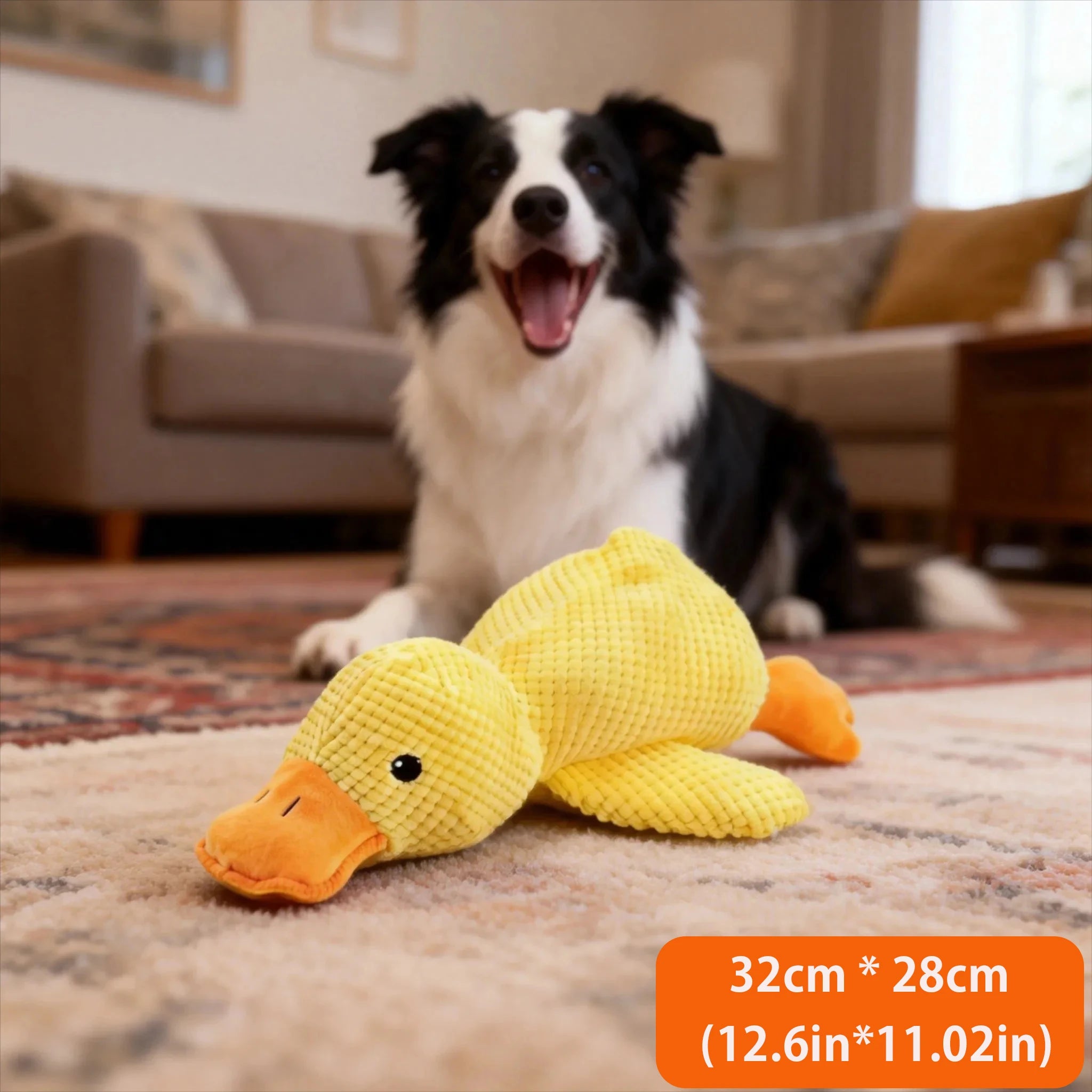 Squeaky duck plush dog toy with sound