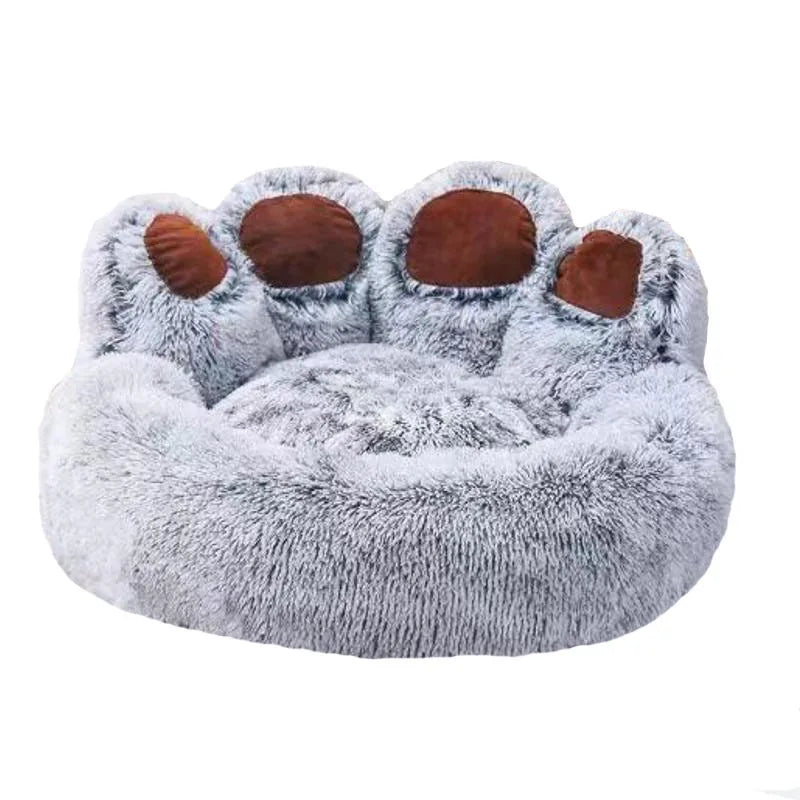 Paw-Shaped Dog Bed with Bolster