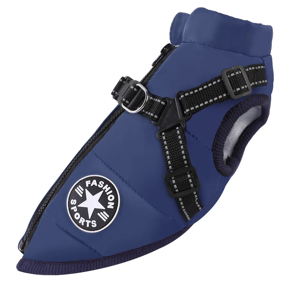Padded Dog Jacket with Built-In Harness