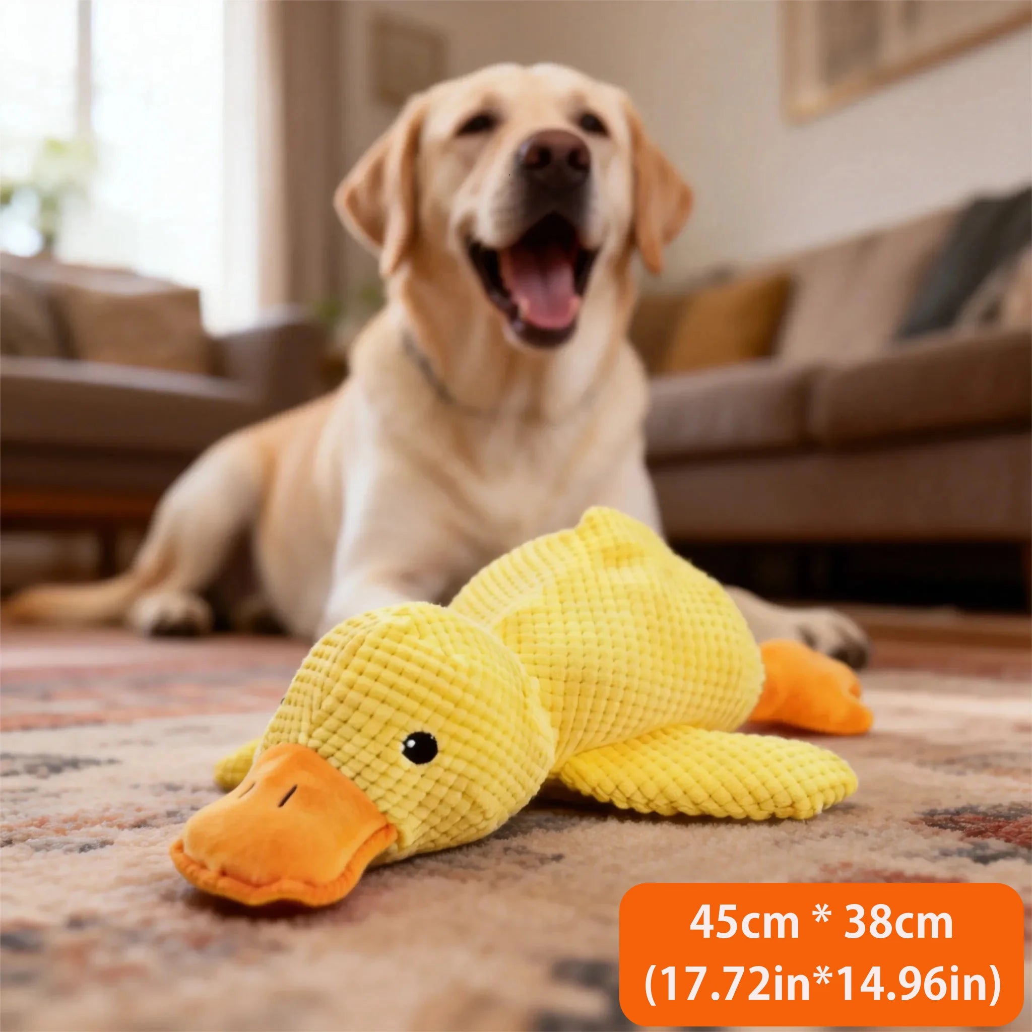 Squeaky duck plush dog toy with sound