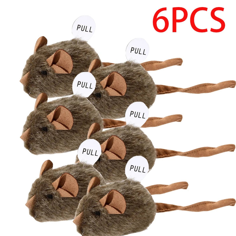 Plush mouse cat toy set for indoor play