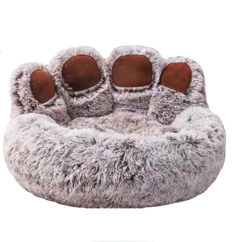 Paw-Shaped Dog Bed with Bolster