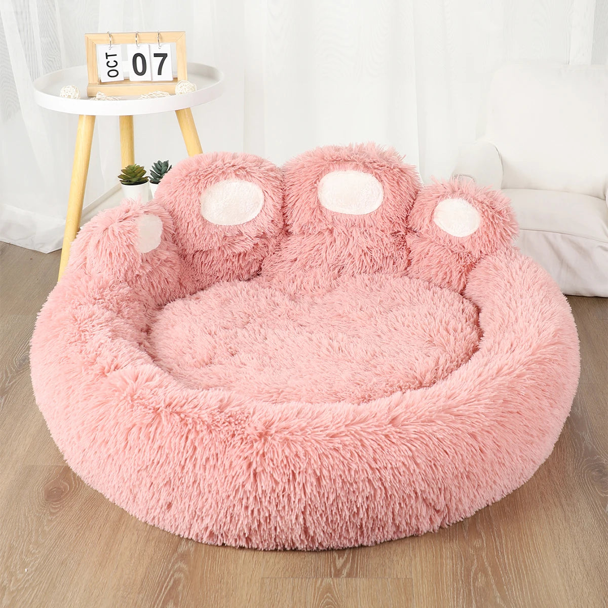 Paw-Shaped Dog Bed with Bolster
