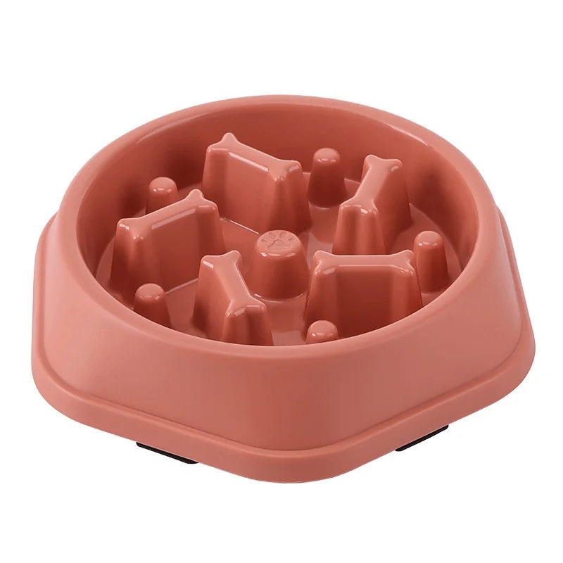 Non-slip slow feeder dog bowl with puzzle grooves