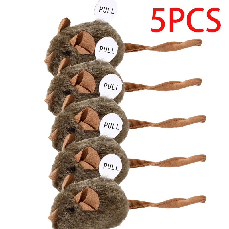 Plush mouse cat toy set for indoor play