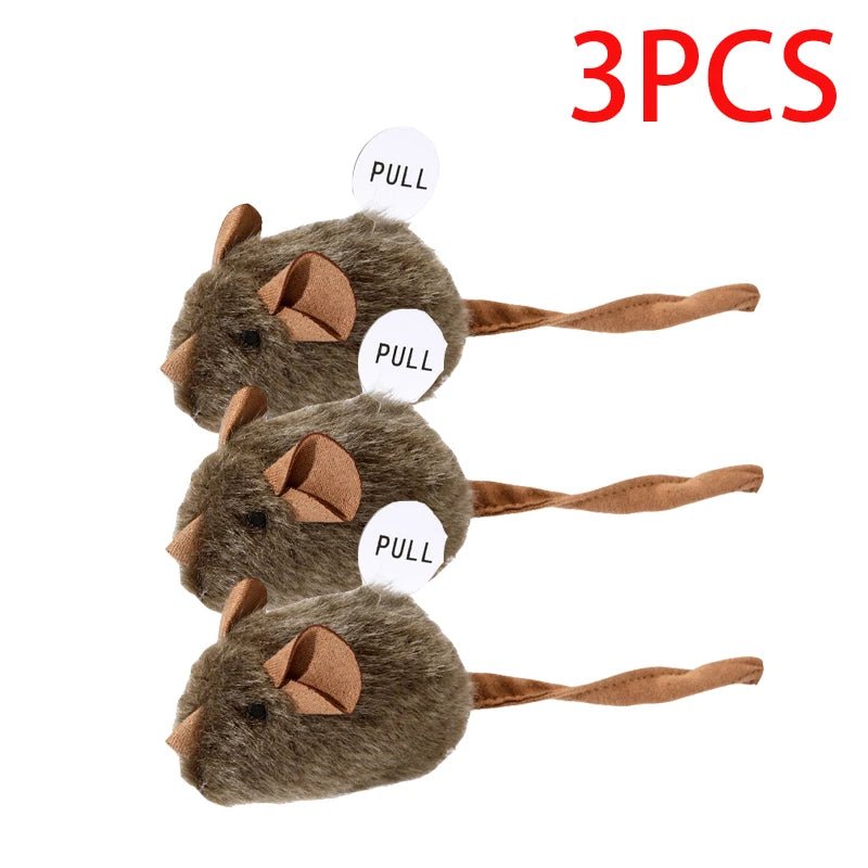 Plush mouse cat toy set for indoor play