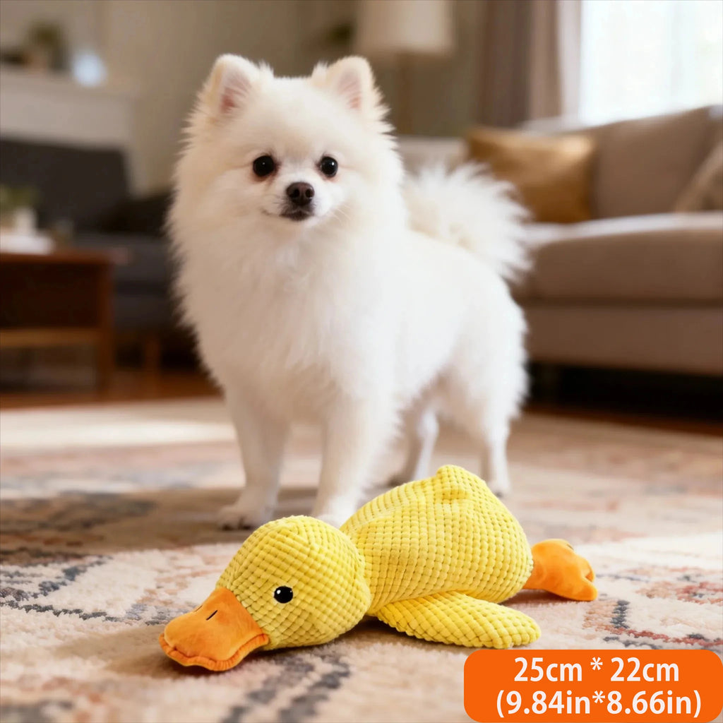 Squeaky duck plush dog toy with sound
