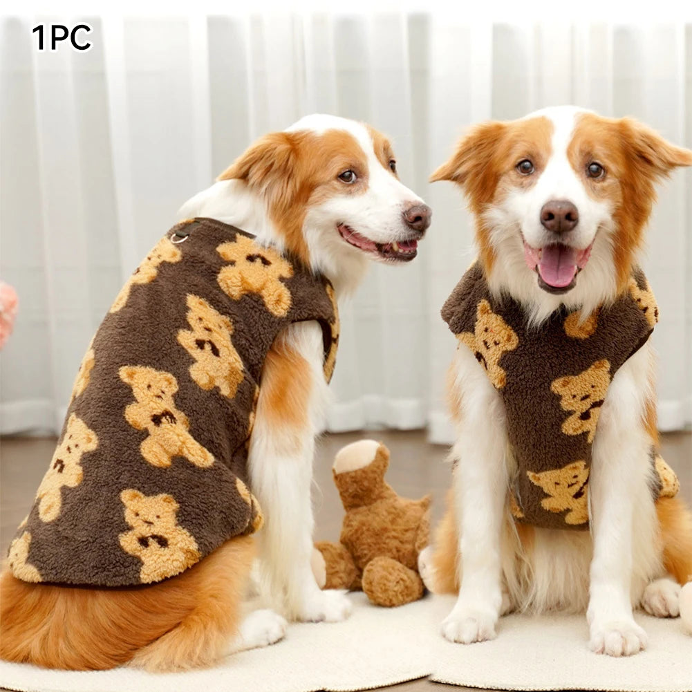 Fleece Dog Jacket with Leash Ring