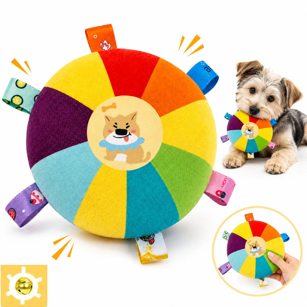 Squeaky plush flying disc dog toy for small dogs