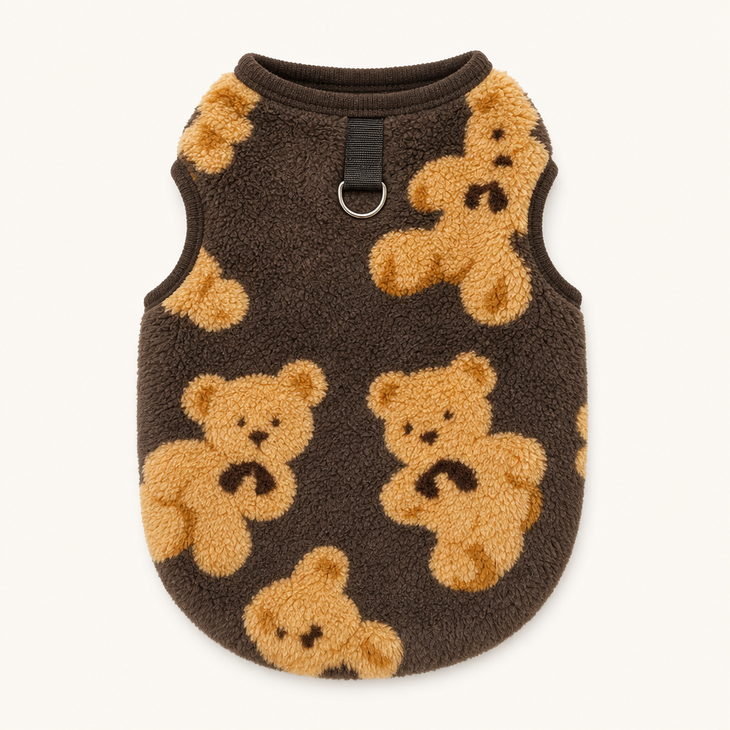 Fleece Dog Jacket with Leash Ring