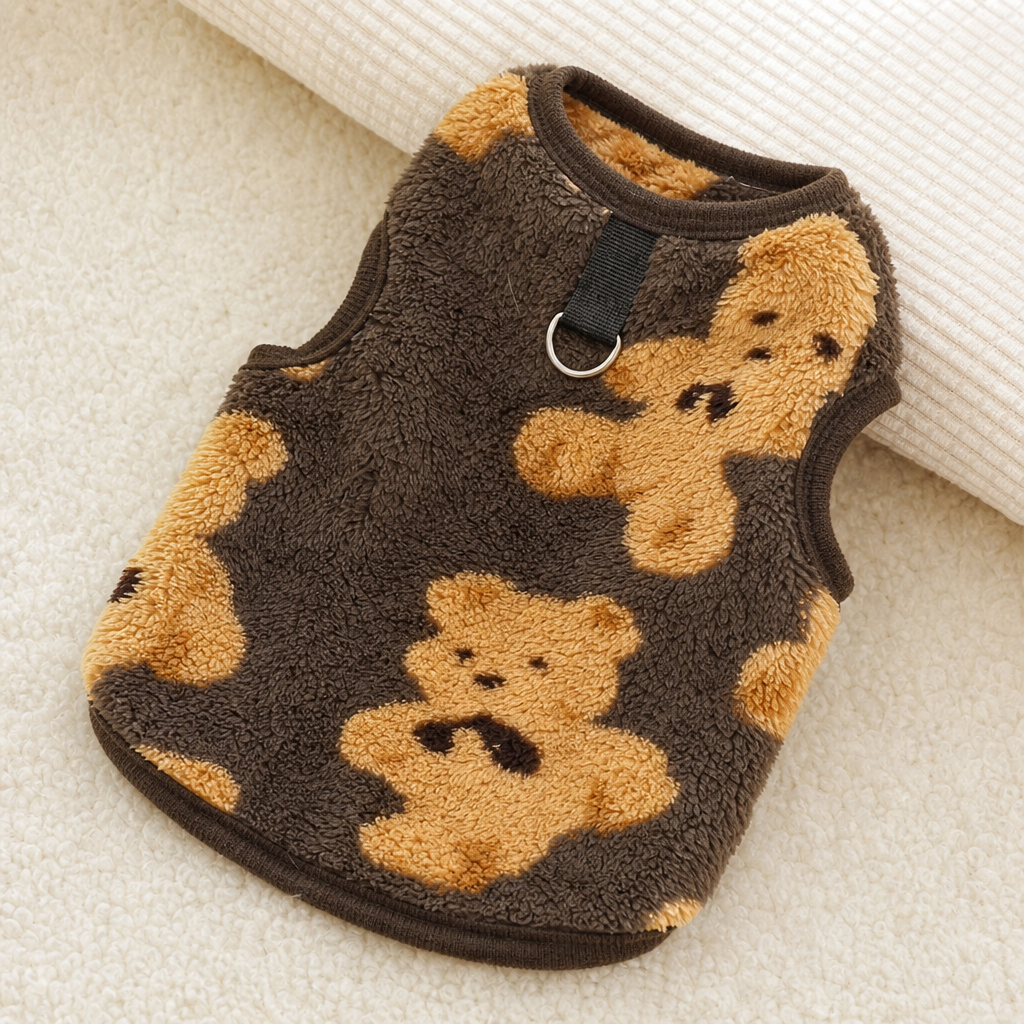 Fleece Dog Jacket with Leash Ring